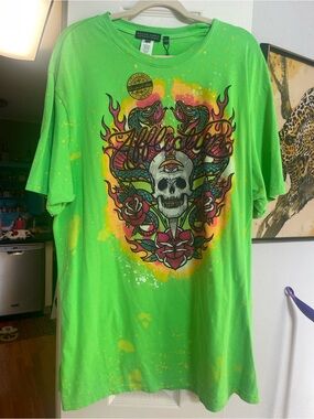Black Label Affliction skull T-shirt rhinestone